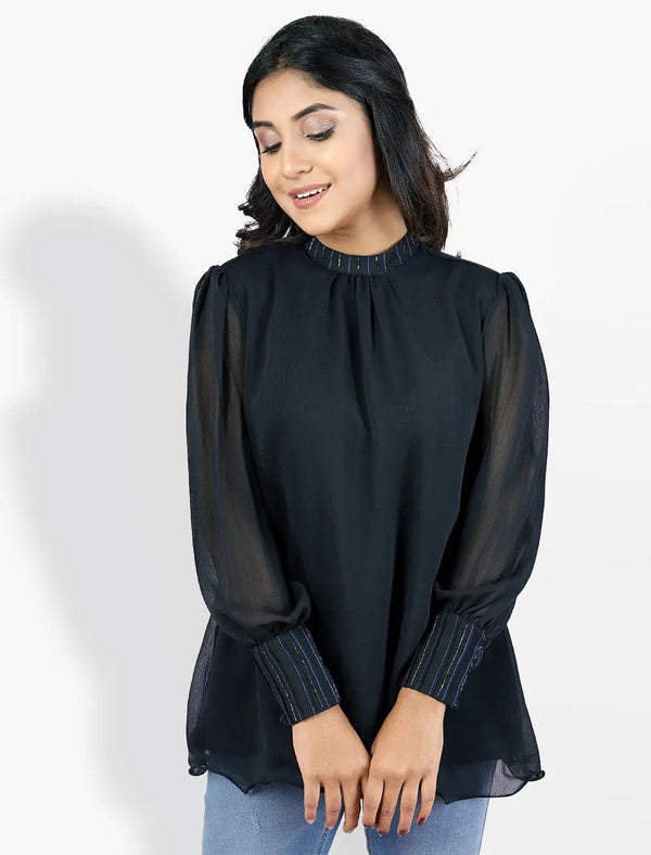 Puff Sleeves With Zardozi Cuff - Blucheez