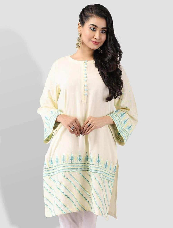 Regular Fit Embroidered Kameez - Blucheez