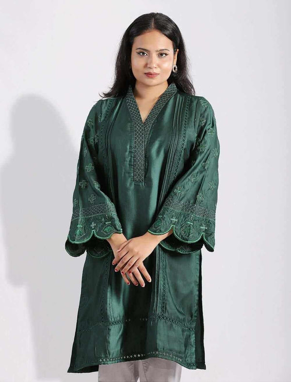 Regular Fit Embroidered Kameez - Blucheez