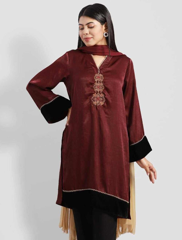 Regular Fit Zardozi Kameez and Dupatta - Blucheez