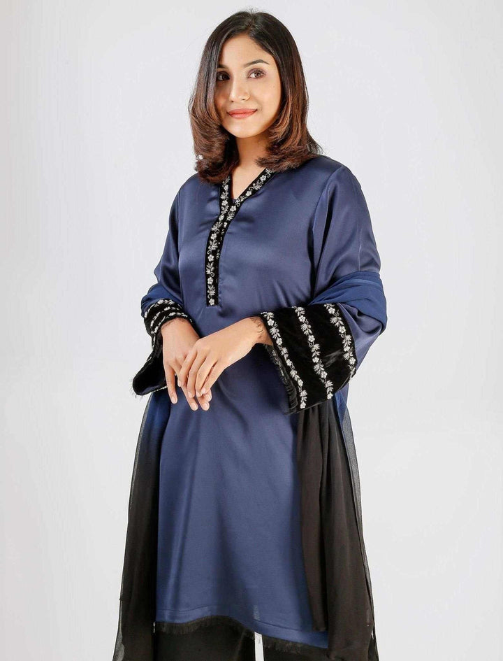 Regular Fit Zardozi Kameez with Dupatta - Blucheez