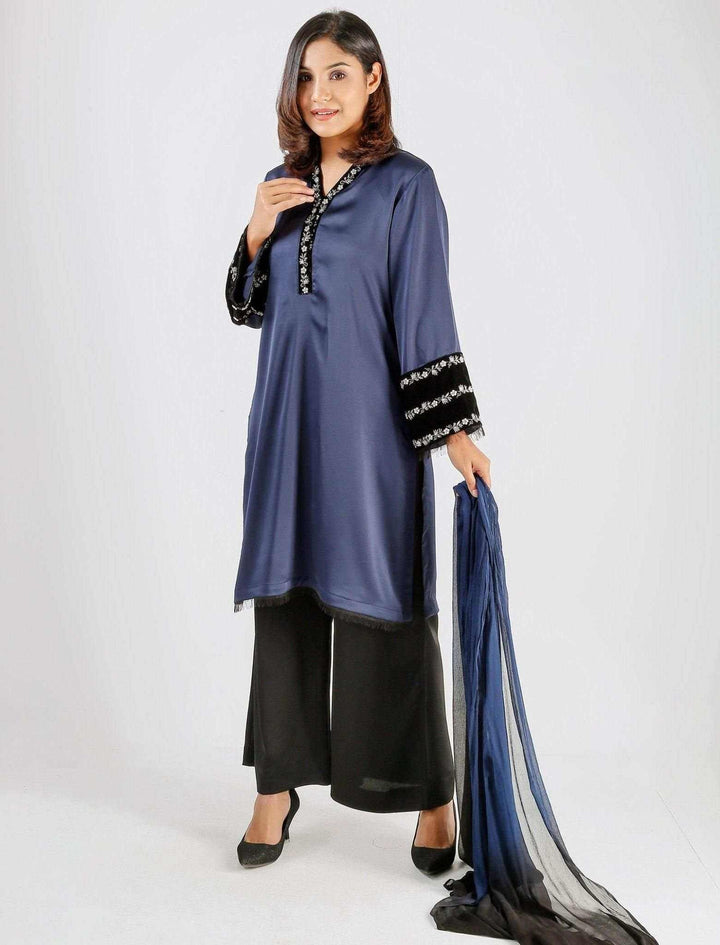 Regular Fit Zardozi Kameez with Dupatta - Blucheez