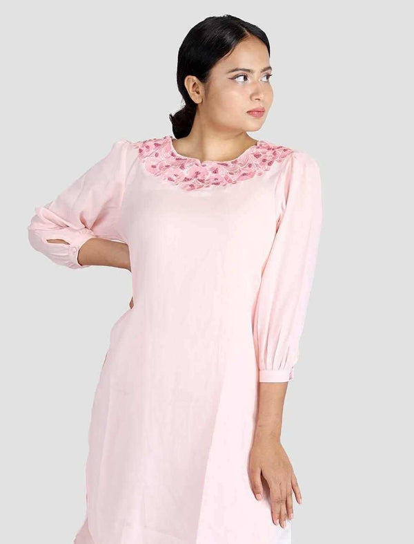 Round Hem Embroidered Kurti - Blucheez