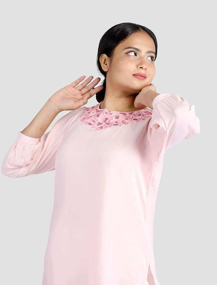 Round Hem Embroidered Kurti - Blucheez