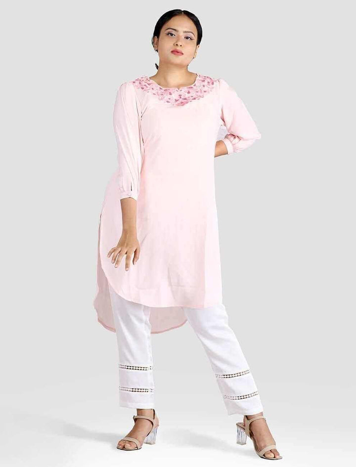 Round Hem Embroidered Kurti - Blucheez