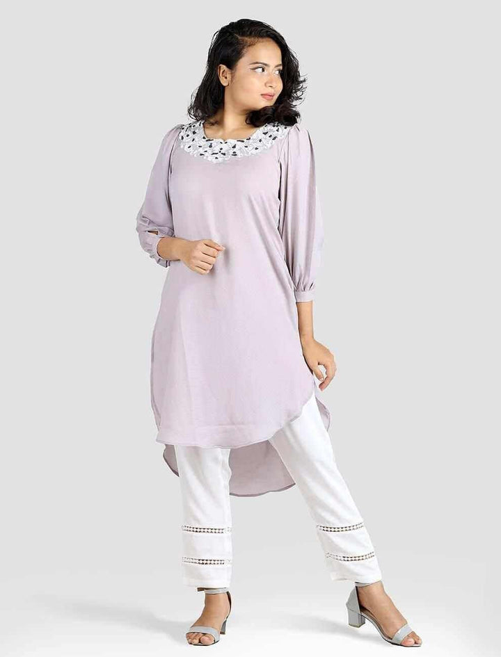 Round Hem Embroidered Kurti - Blucheez