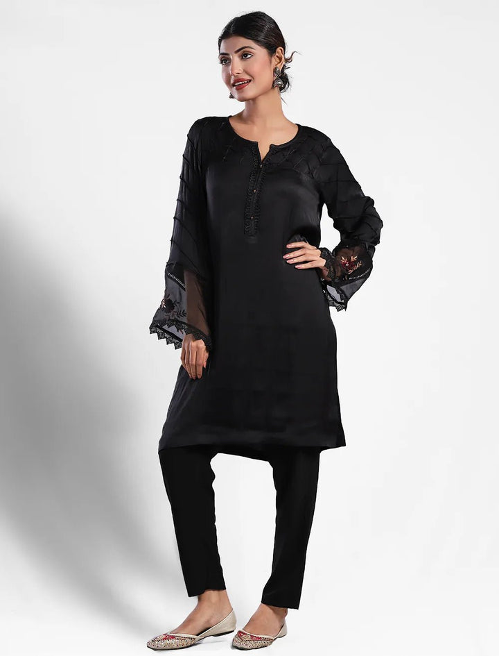 Solid Kurti With Sequin Work - Blucheez