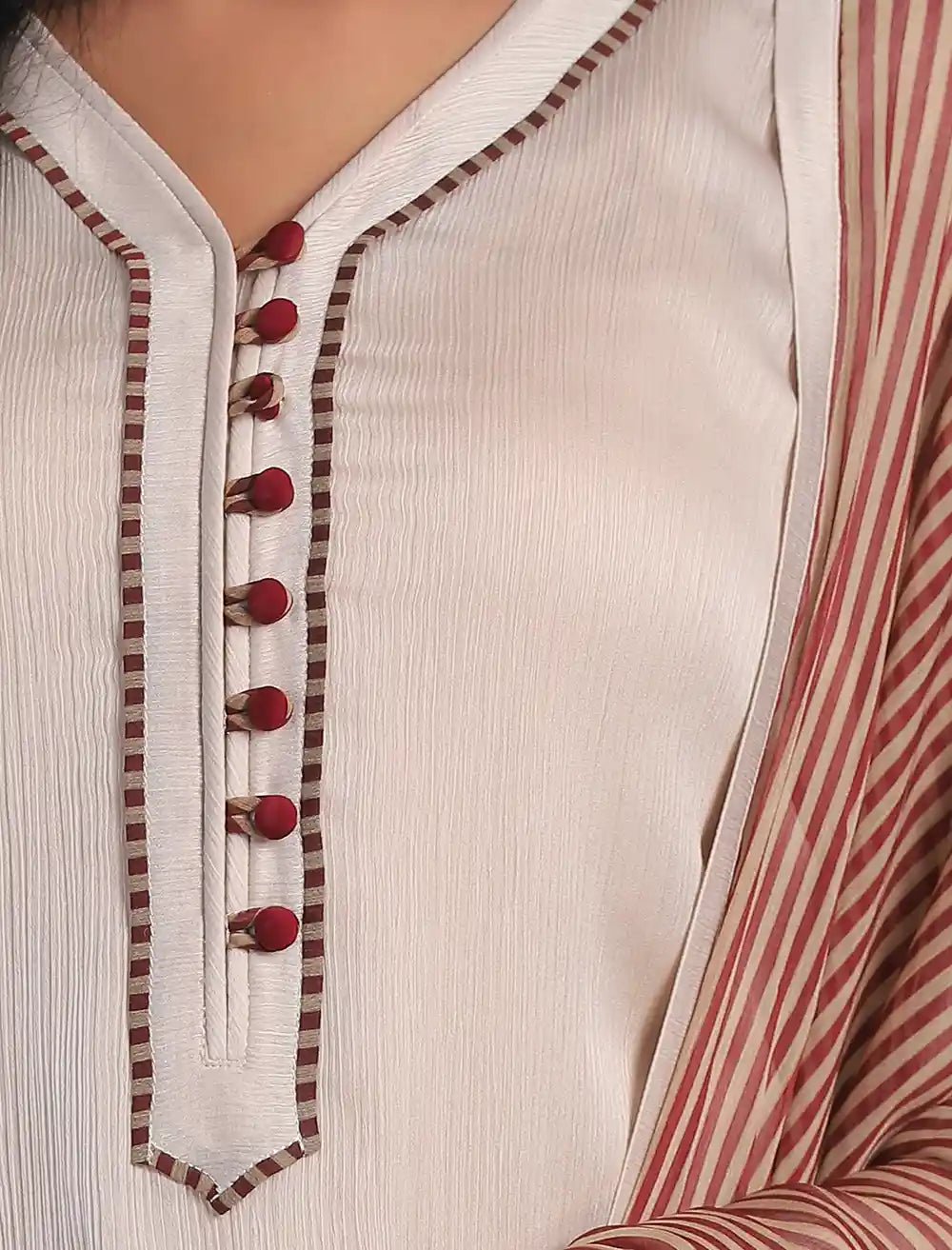 Stripe Embroidered Kameez - Blucheez