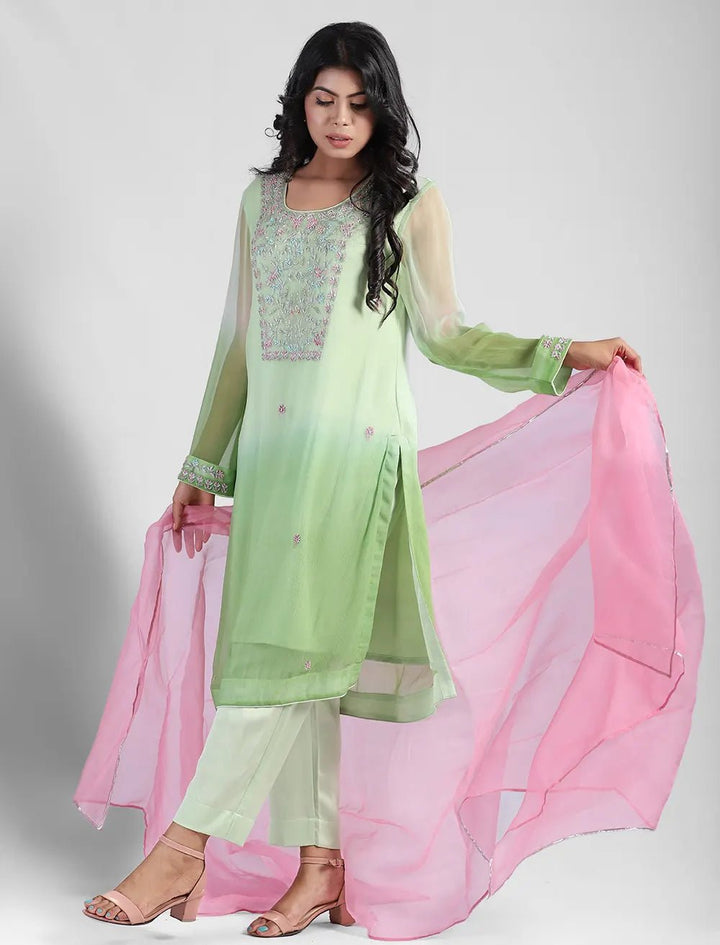 Zardozi Worked Chiffon Kameez - Blucheez