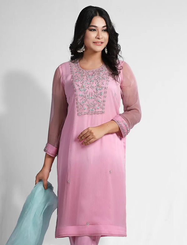 Zardozi Worked Chiffon Kameez - Blucheez