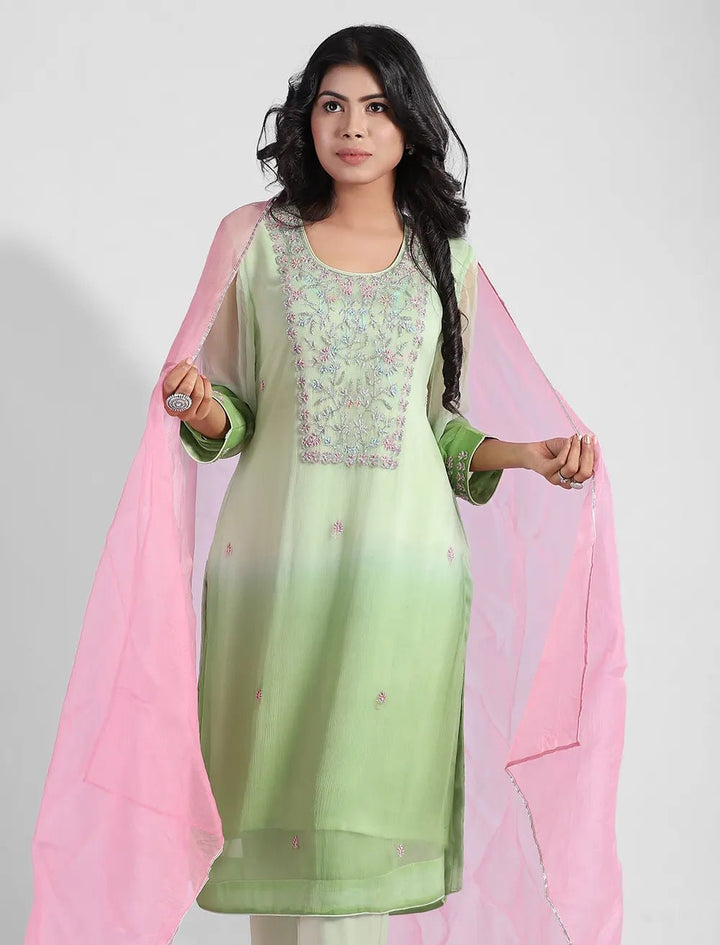 Zardozi Worked Chiffon Kameez - Blucheez