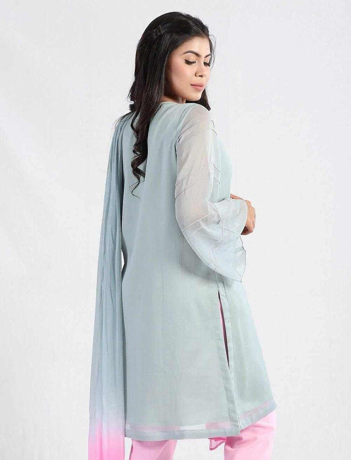 Zardozi Worked Kurti With V Neck - Blucheez